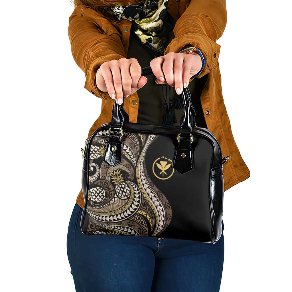Hawaii Pineapple Brown Tribal Pattern Shoulder Handbag LT01 One Size Brown - Polynesian Pride