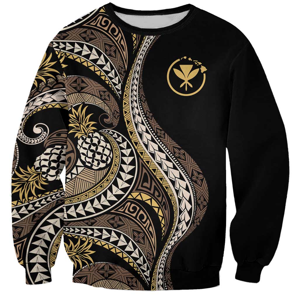 Hawaii Pineapple Brown Tribal Pattern Sweatshirt LT01 Unisex Brown - Polynesian Pride