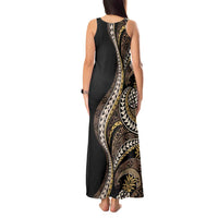 Hawaii Pineapple Brown Tribal Pattern Tank Maxi Dress LT01 - Polynesian Pride