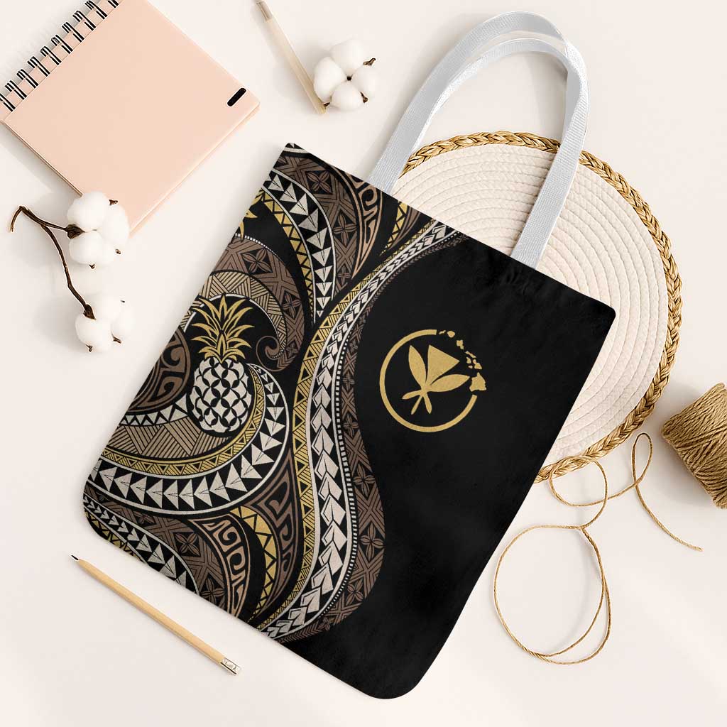 Hawaii Pineapple Brown Tribal Pattern Tote Bag LT01 White Strap One Size Brown - Polynesian Pride