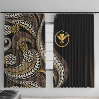 Hawaii Pineapple Brown Tribal Pattern Window Curtain LT01 With Hooks Brown - Polynesian Pride