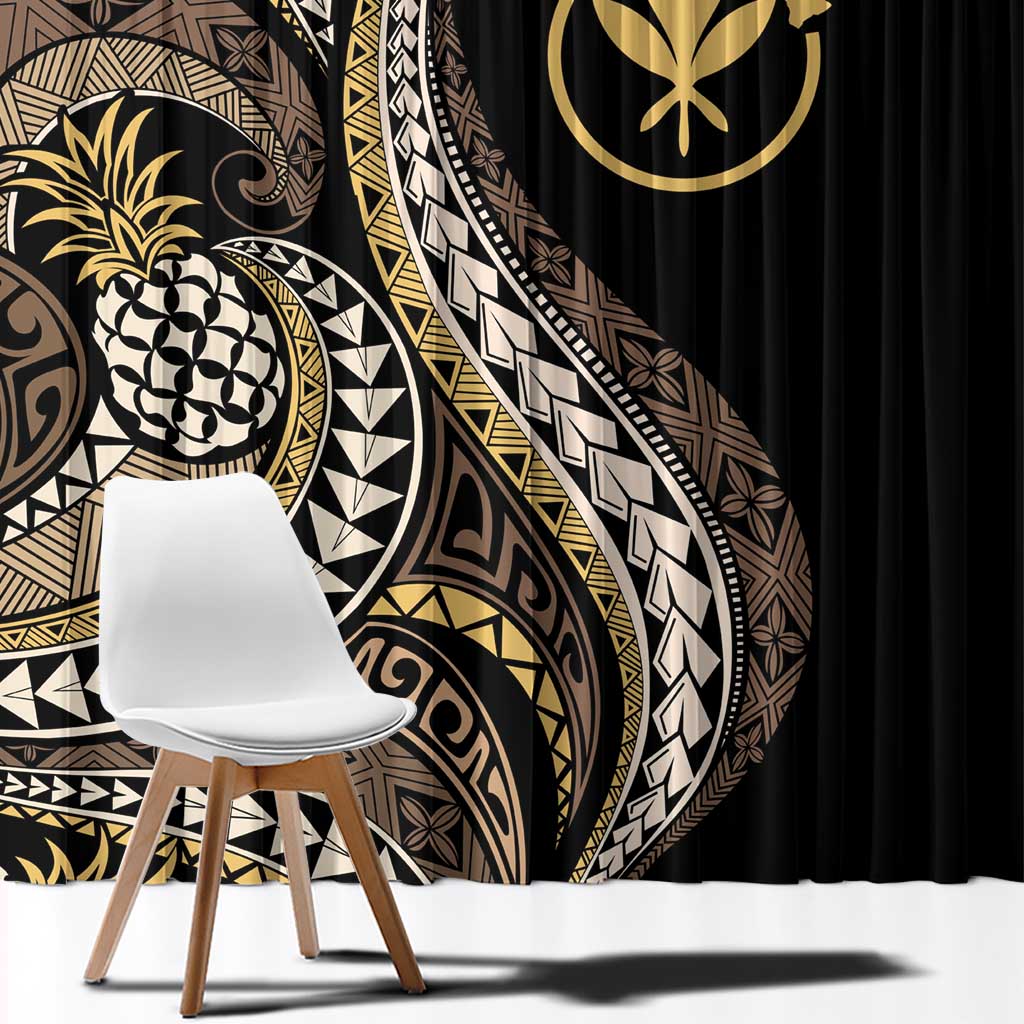 Hawaii Pineapple Brown Tribal Pattern Window Curtain LT01 - Polynesian Pride