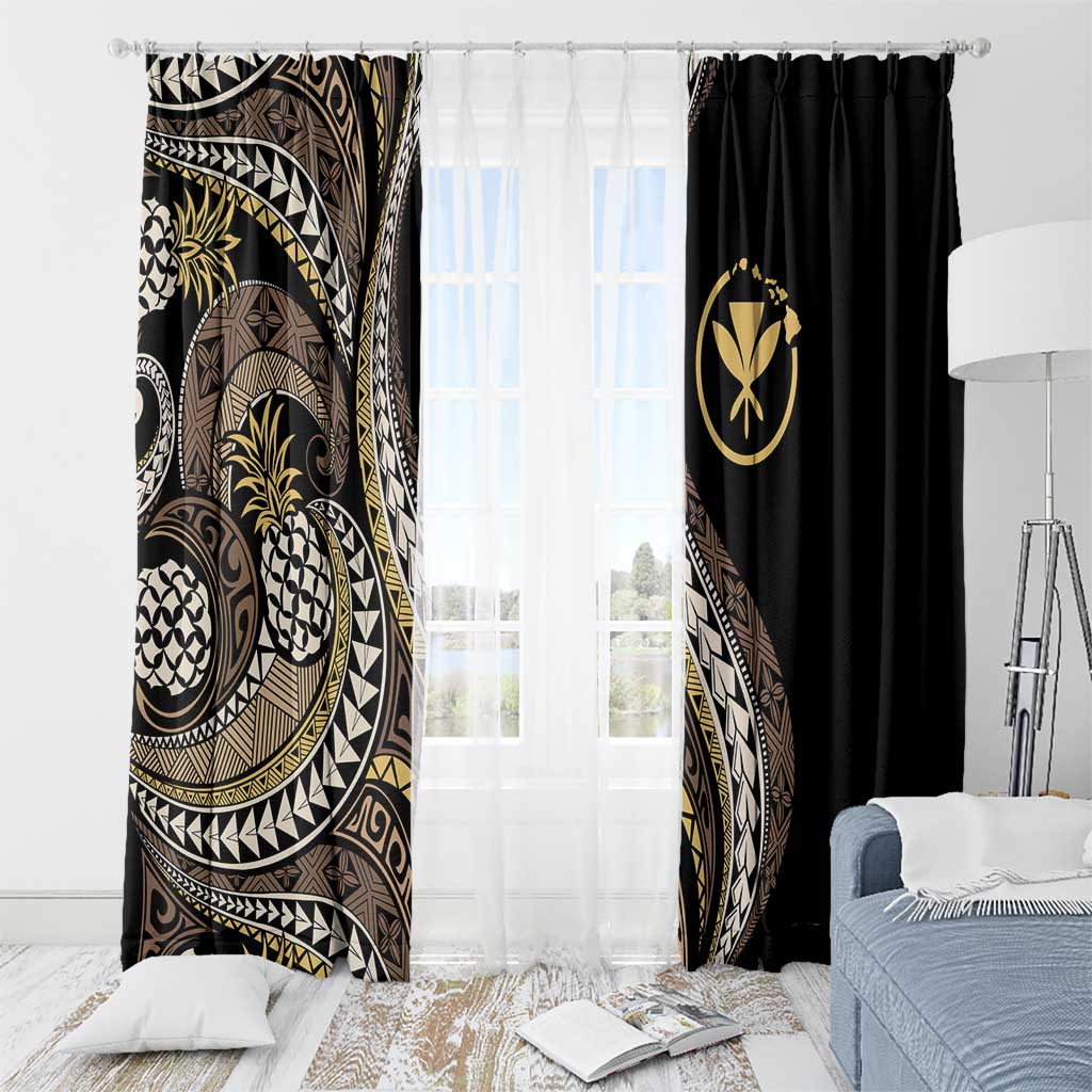 Hawaii Pineapple Brown Tribal Pattern Window Curtain LT01 - Polynesian Pride