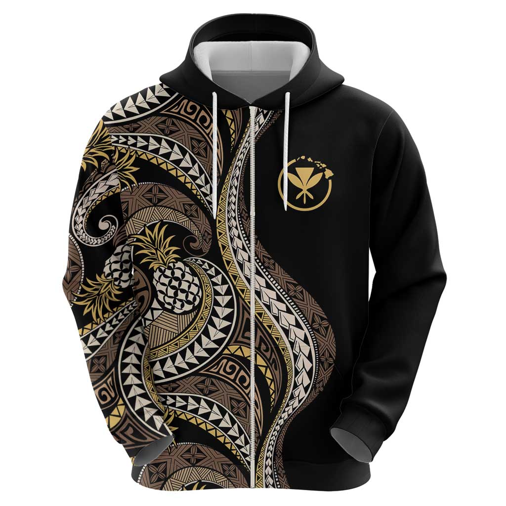 Hawaii Pineapple Brown Tribal Pattern Zip Hoodie LT01 - Polynesian Pride
