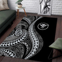 Hawaii Pineapple Gray Scale Tribal Pattern Area Rug LT01 Black - Polynesian Pride