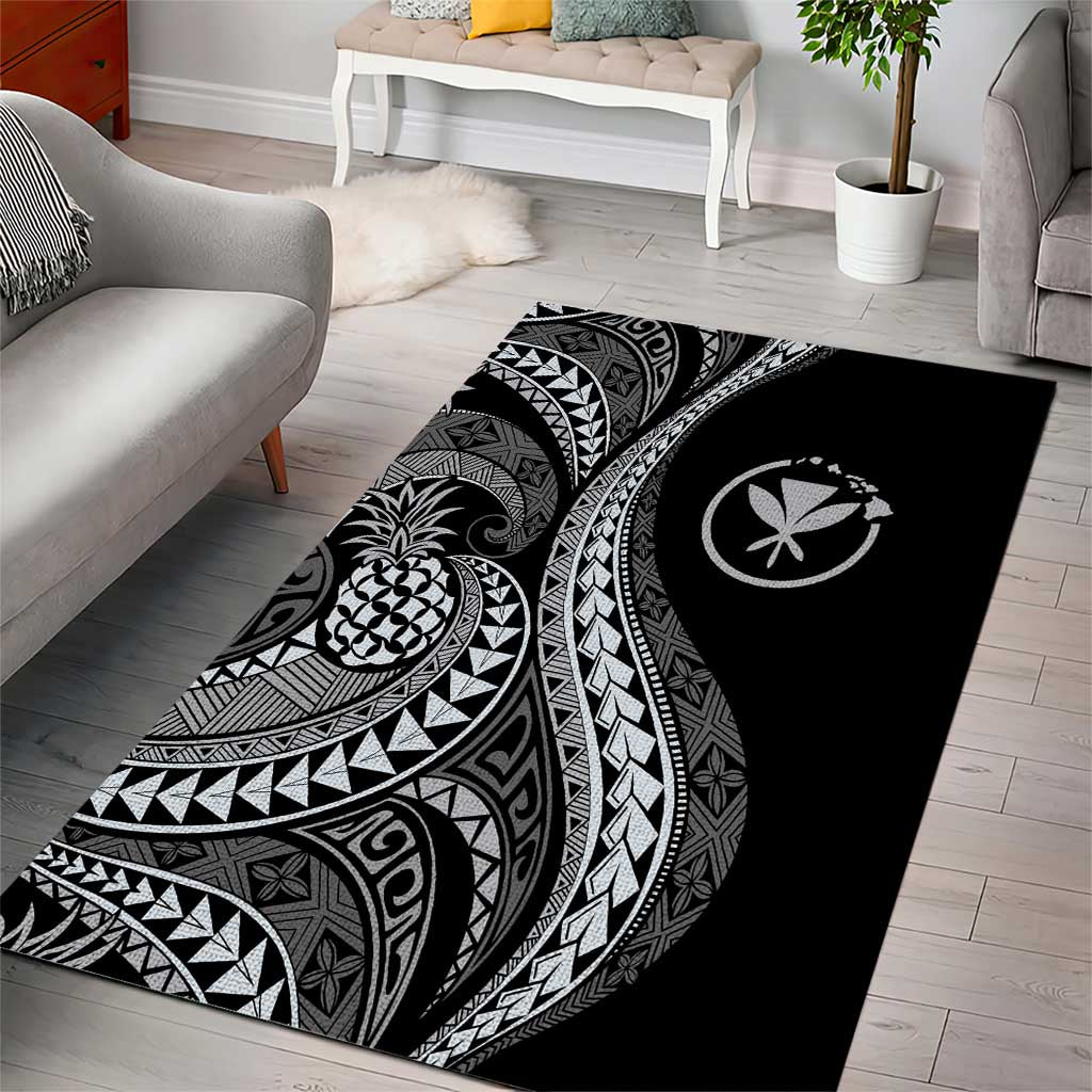 Hawaii Pineapple Gray Scale Tribal Pattern Area Rug LT01 - Polynesian Pride