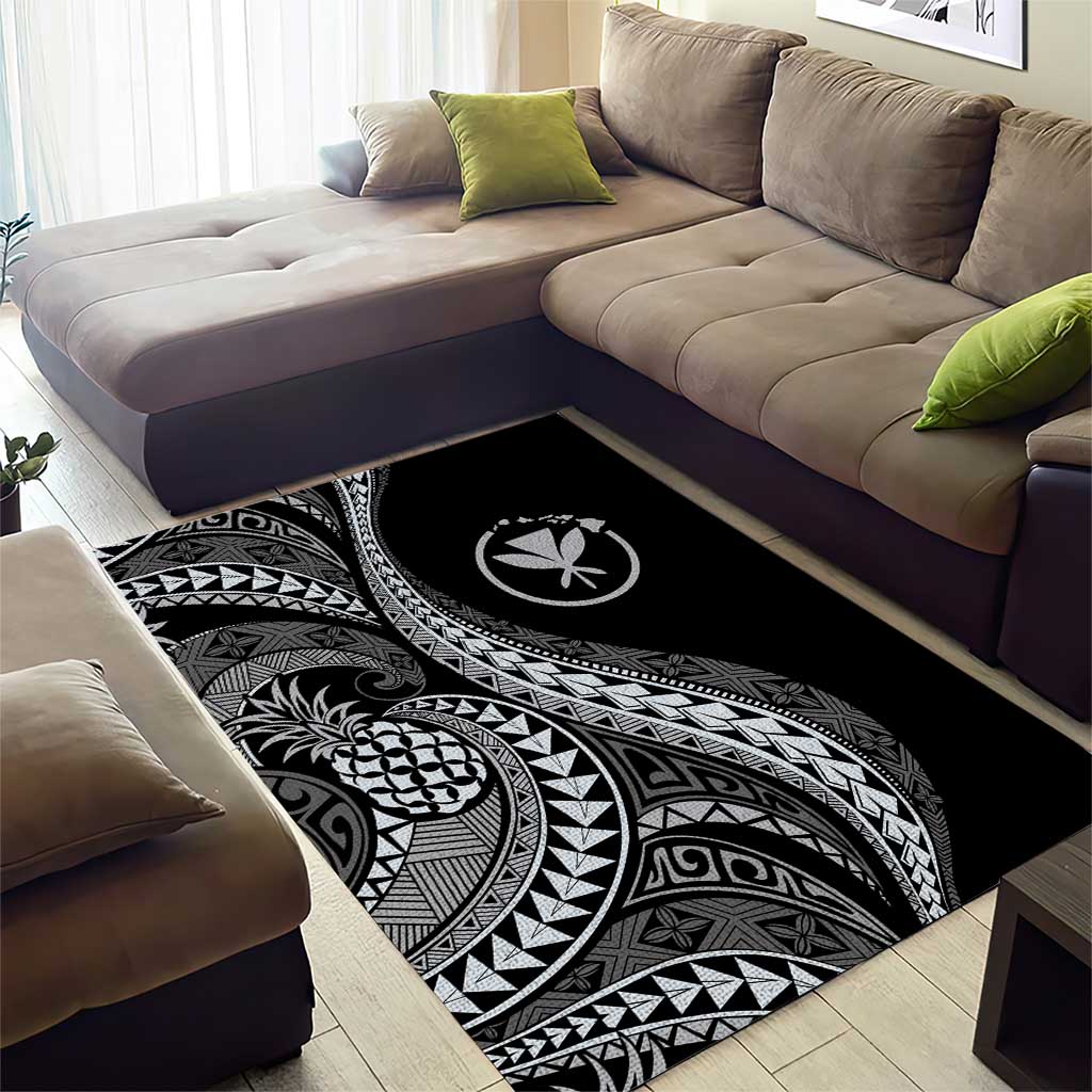 Hawaii Pineapple Gray Scale Tribal Pattern Area Rug LT01 - Polynesian Pride