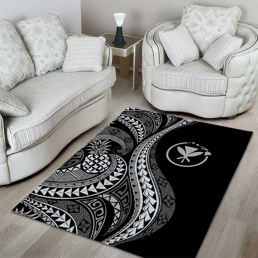 Hawaii Pineapple Gray Scale Tribal Pattern Area Rug LT01 - Polynesian Pride