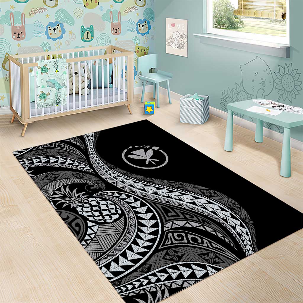 Hawaii Pineapple Gray Scale Tribal Pattern Area Rug LT01 - Polynesian Pride