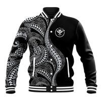 Hawaii Pineapple Gray Scale Tribal Pattern Baseball Jacket LT01 Unisex Black - Polynesian Pride
