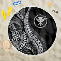 Hawaii Pineapple Gray Scale Tribal Pattern Beach Blanket LT01 One Size 150cm Black - Polynesian Pride