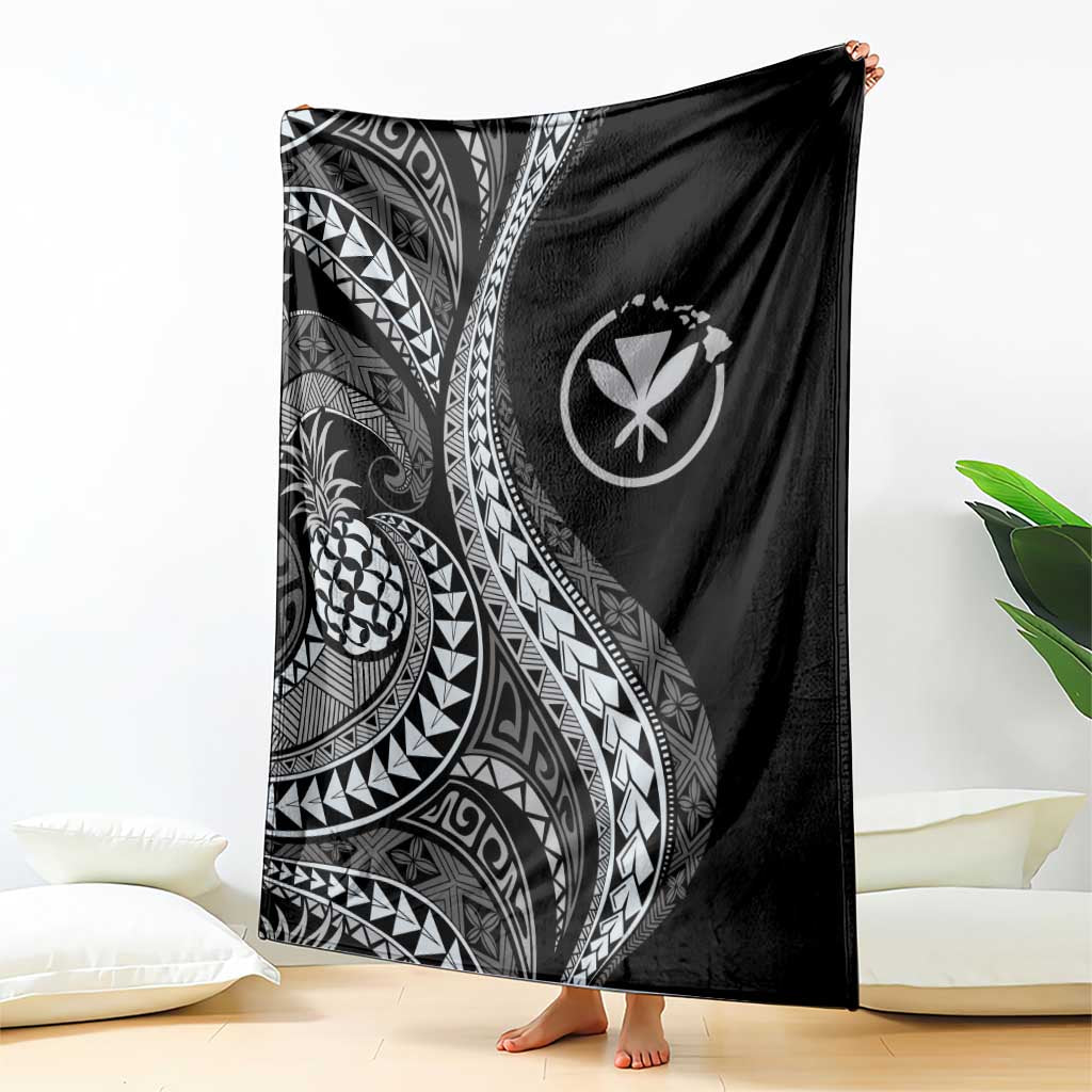 Hawaii Pineapple Gray Scale Tribal Pattern Blanket LT01 - Polynesian Pride