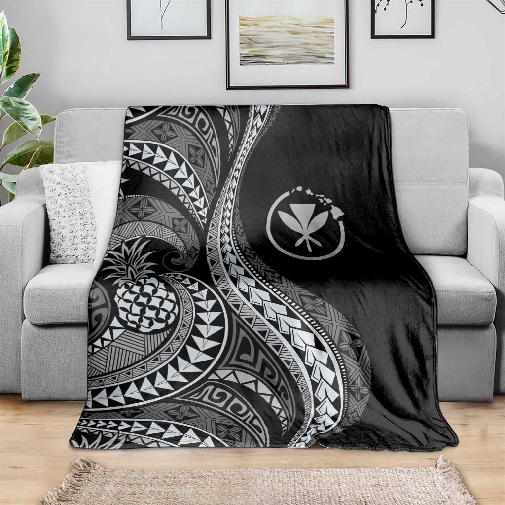 Hawaii Pineapple Gray Scale Tribal Pattern Blanket LT01 - Polynesian Pride