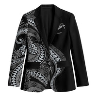 Hawaii Pineapple Gray Scale Tribal Pattern Blazer LT01 Unisex Black - Polynesian Pride