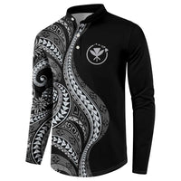 Hawaii Pineapple Gray Scale Tribal Pattern Button Sweatshirt LT01 - Polynesian Pride