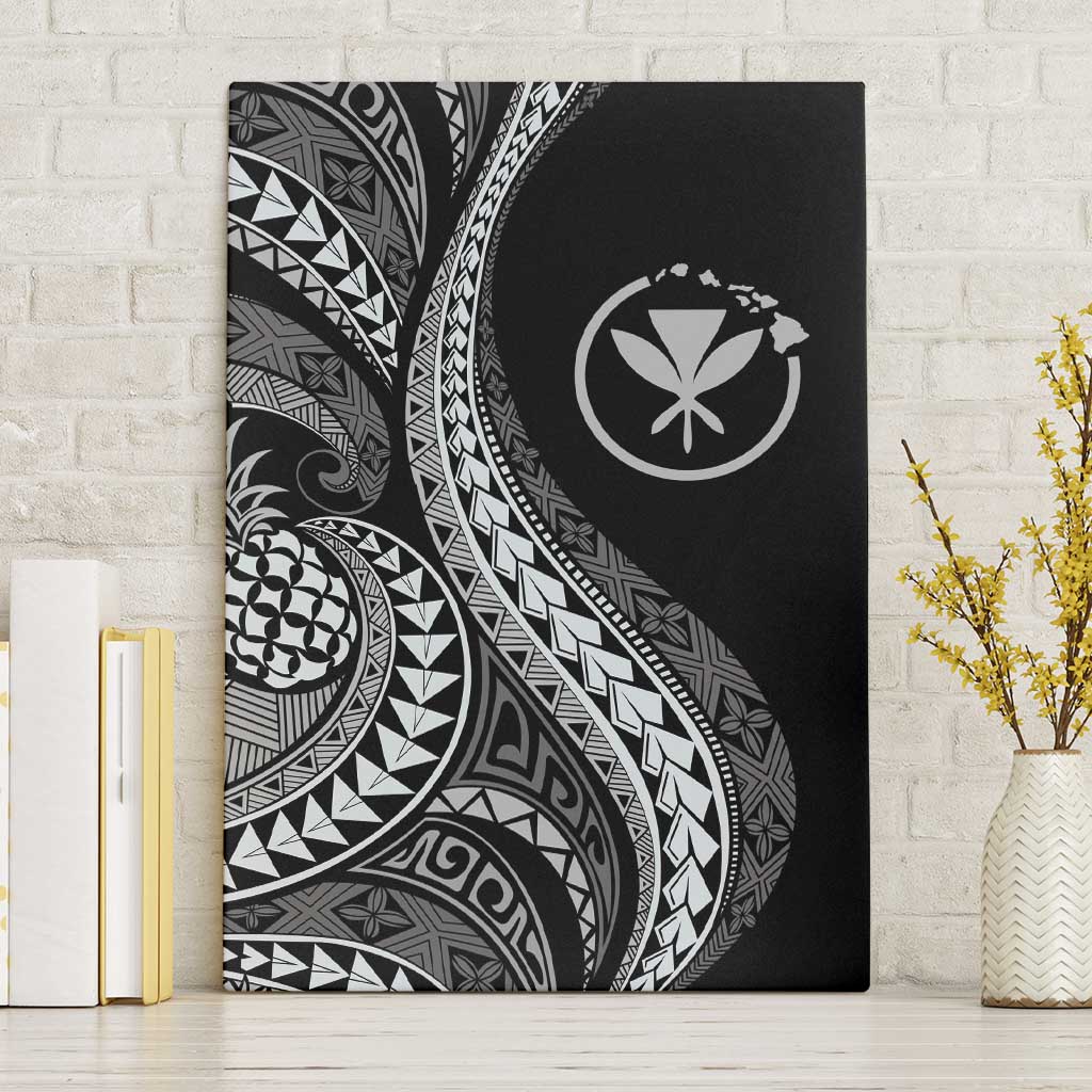 Hawaii Pineapple Gray Scale Tribal Pattern Canvas Wall Art LT01 Without Frame Black - Polynesian Pride