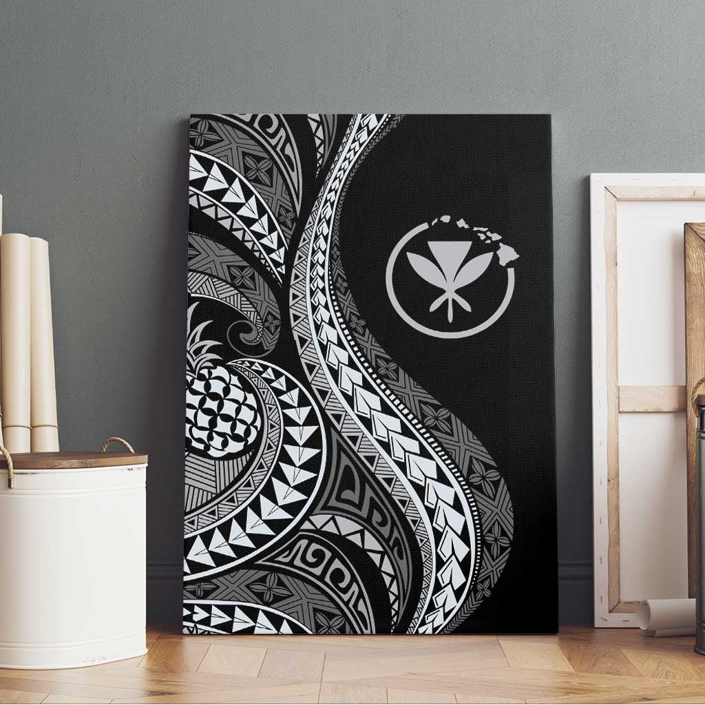 Hawaii Pineapple Gray Scale Tribal Pattern Canvas Wall Art LT01 - Polynesian Pride