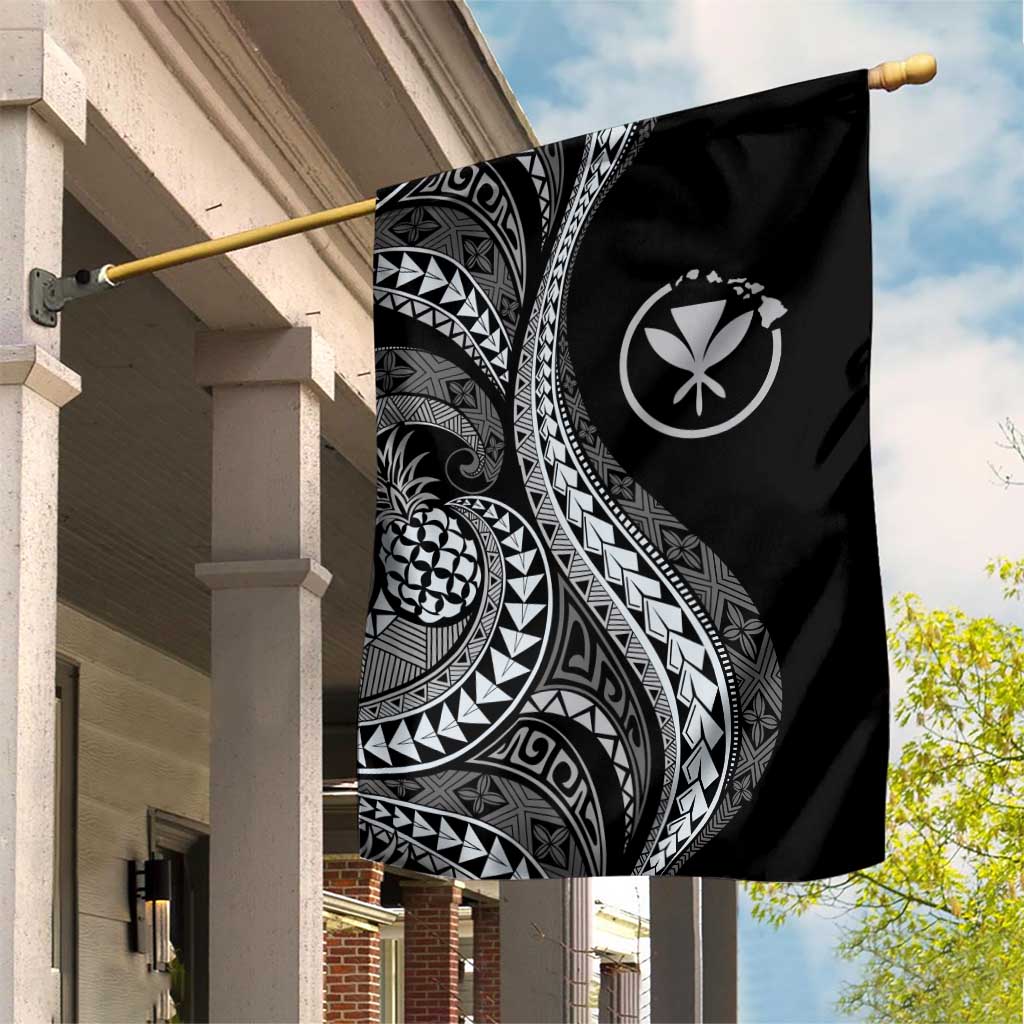 Hawaii Pineapple Gray Scale Tribal Pattern Garden Flag LT01 House Flag Black - Polynesian Pride
