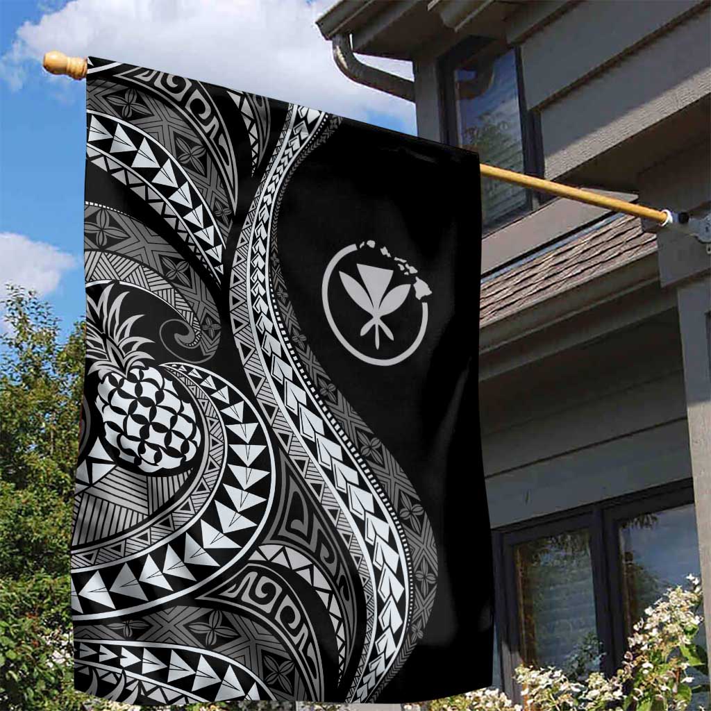 Hawaii Pineapple Gray Scale Tribal Pattern Garden Flag LT01 - Polynesian Pride