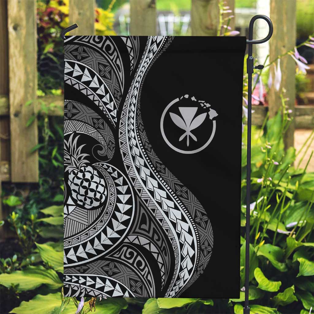 Hawaii Pineapple Gray Scale Tribal Pattern Garden Flag LT01 Garden Flag Black - Polynesian Pride