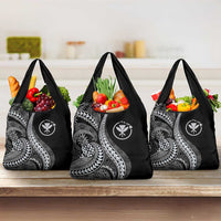 Hawaii Pineapple Gray Scale Tribal Pattern Grocery Bag LT01 3-pack One Size Black - Polynesian Pride