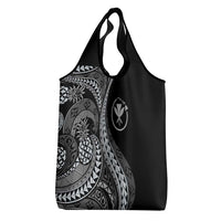 Hawaii Pineapple Gray Scale Tribal Pattern Grocery Bag LT01 - Polynesian Pride