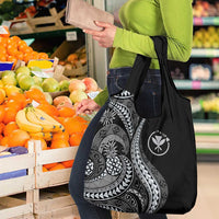 Hawaii Pineapple Gray Scale Tribal Pattern Grocery Bag LT01 - Polynesian Pride