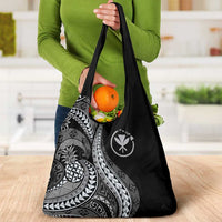Hawaii Pineapple Gray Scale Tribal Pattern Grocery Bag LT01 - Polynesian Pride