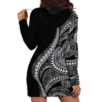 Hawaii Pineapple Gray Scale Tribal Pattern Hoodie Dress LT01 - Polynesian Pride