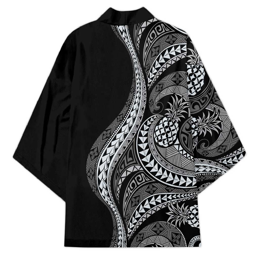 Hawaii Pineapple Gray Scale Tribal Pattern Kimono LT01 - Polynesian Pride