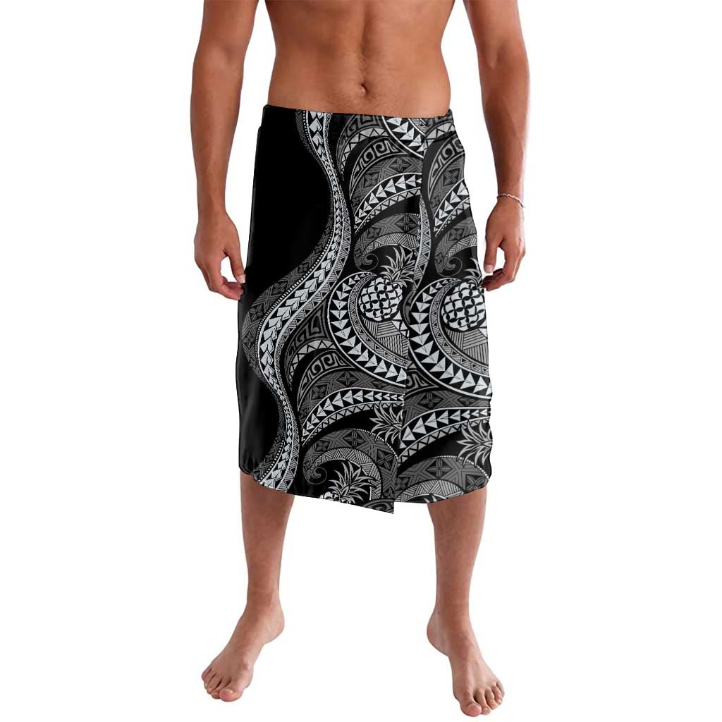Hawaii Pineapple Gray Scale Tribal Pattern Lavalava LT01 Black - Polynesian Pride
