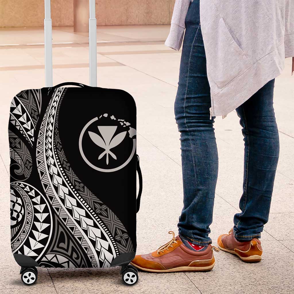 Hawaii Pineapple Gray Scale Tribal Pattern Luggage Cover LT01 Black - Polynesian Pride