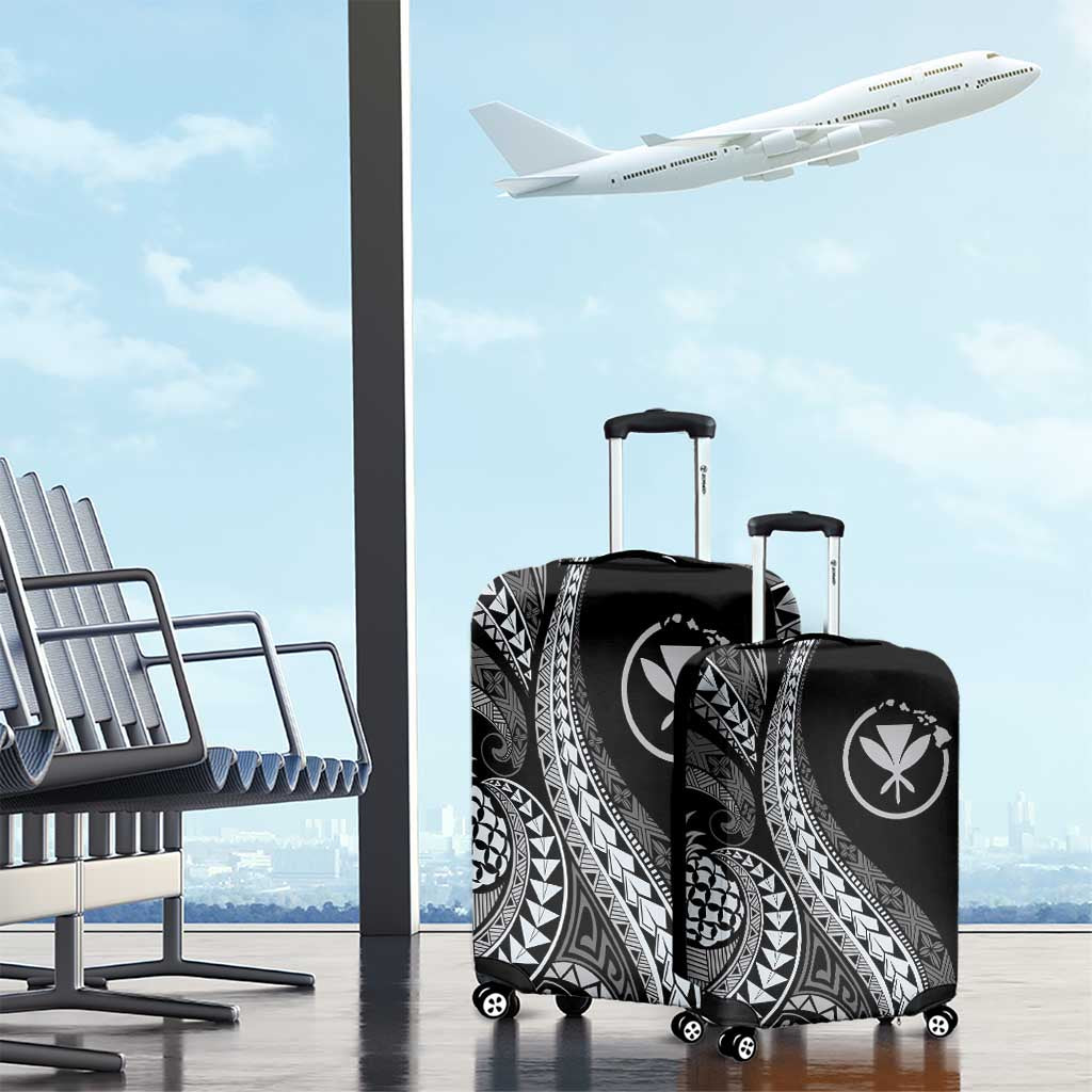 Hawaii Pineapple Gray Scale Tribal Pattern Luggage Cover LT01 - Polynesian Pride