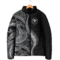 Hawaii Pineapple Gray Scale Tribal Pattern Padded Jacket LT01 - Polynesian Pride