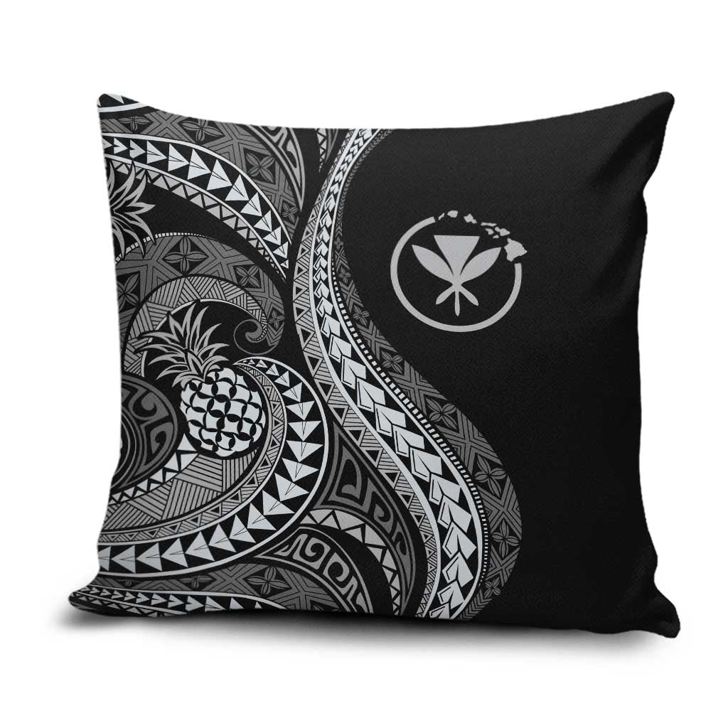 Hawaii Pineapple Gray Scale Tribal Pattern Pillow Cover LT01 Black - Polynesian Pride