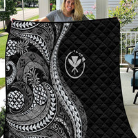 Hawaii Pineapple Gray Scale Tribal Pattern Quilt LT01 Black - Polynesian Pride
