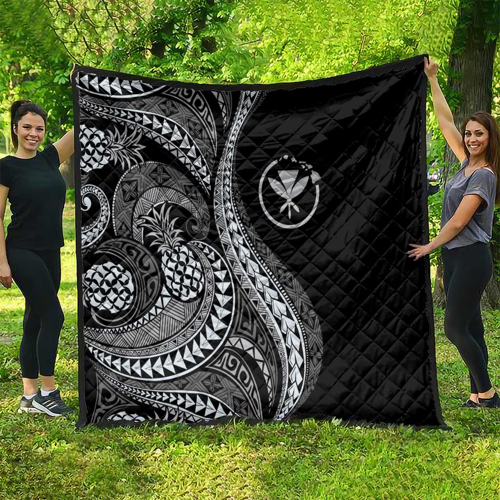 Hawaii Pineapple Gray Scale Tribal Pattern Quilt LT01 - Polynesian Pride