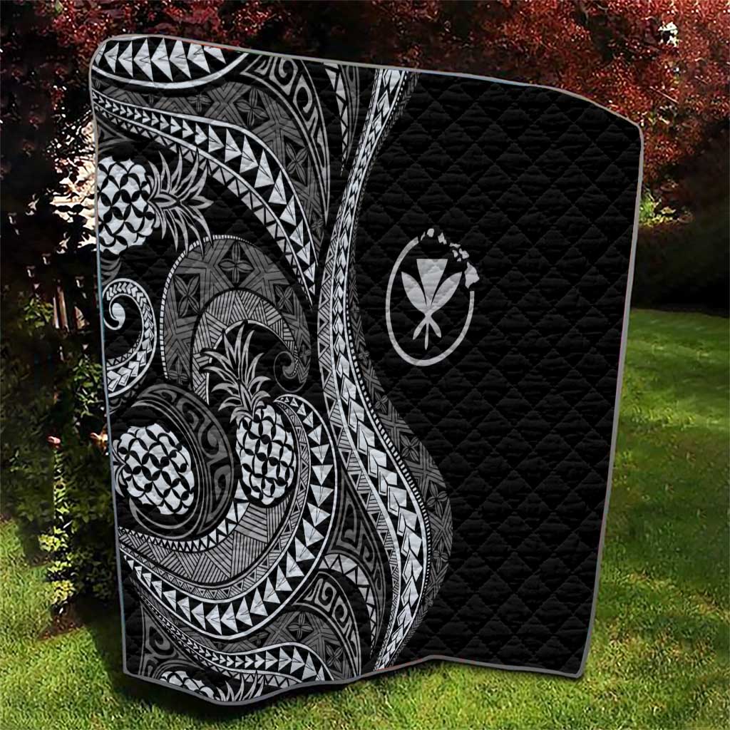 Hawaii Pineapple Gray Scale Tribal Pattern Quilt LT01 - Polynesian Pride