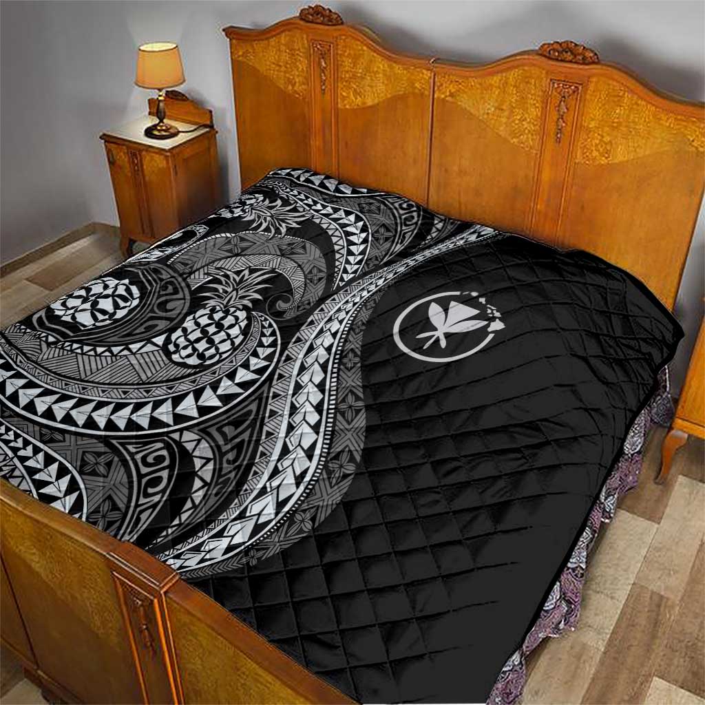 Hawaii Pineapple Gray Scale Tribal Pattern Quilt LT01 - Polynesian Pride