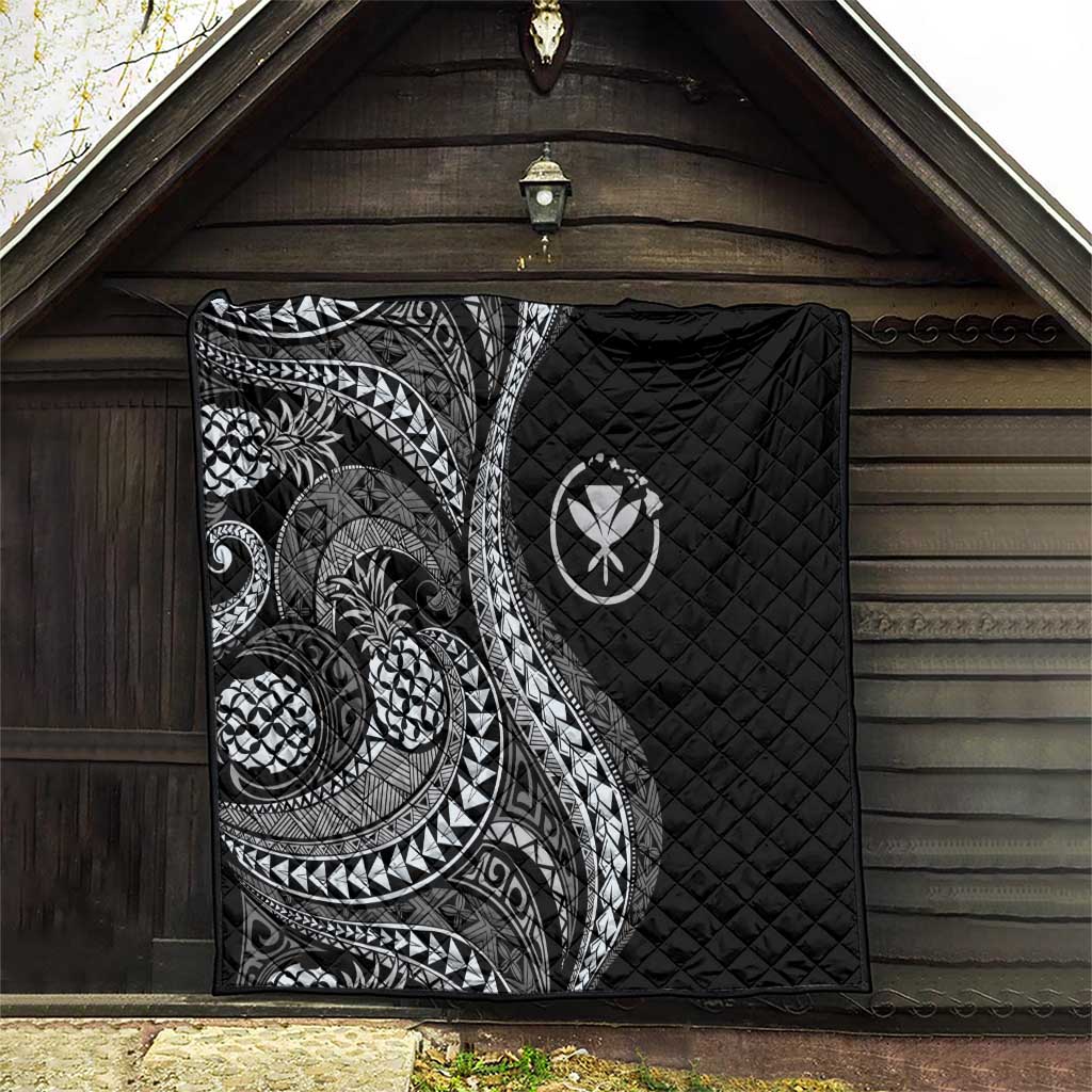 Hawaii Pineapple Gray Scale Tribal Pattern Quilt LT01 - Polynesian Pride