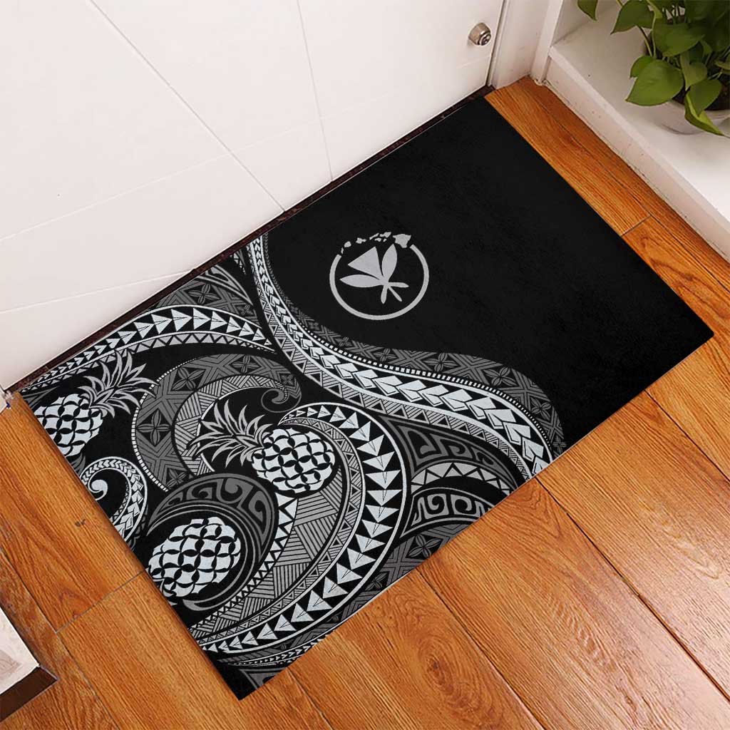 Hawaii Pineapple Gray Scale Tribal Pattern Rubber Doormat LT01 - Polynesian Pride