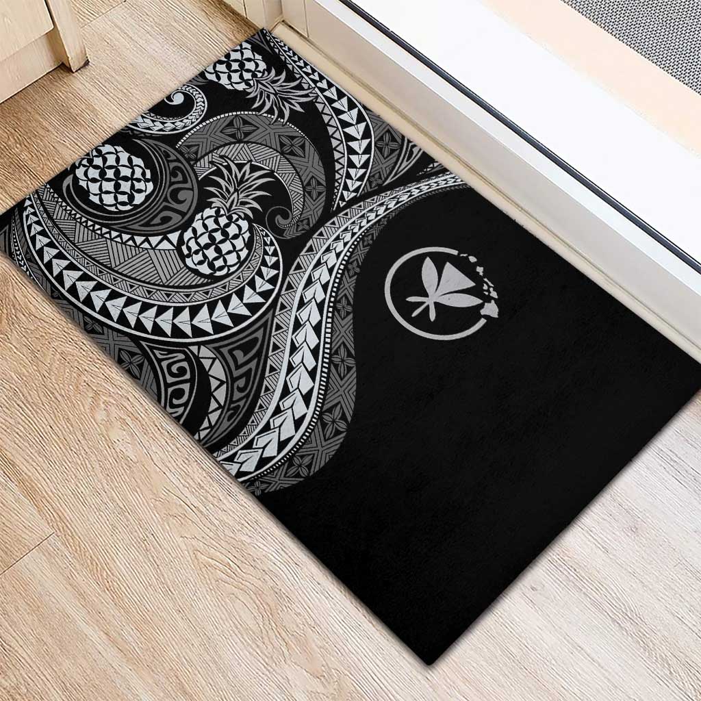Hawaii Pineapple Gray Scale Tribal Pattern Rubber Doormat LT01 - Polynesian Pride