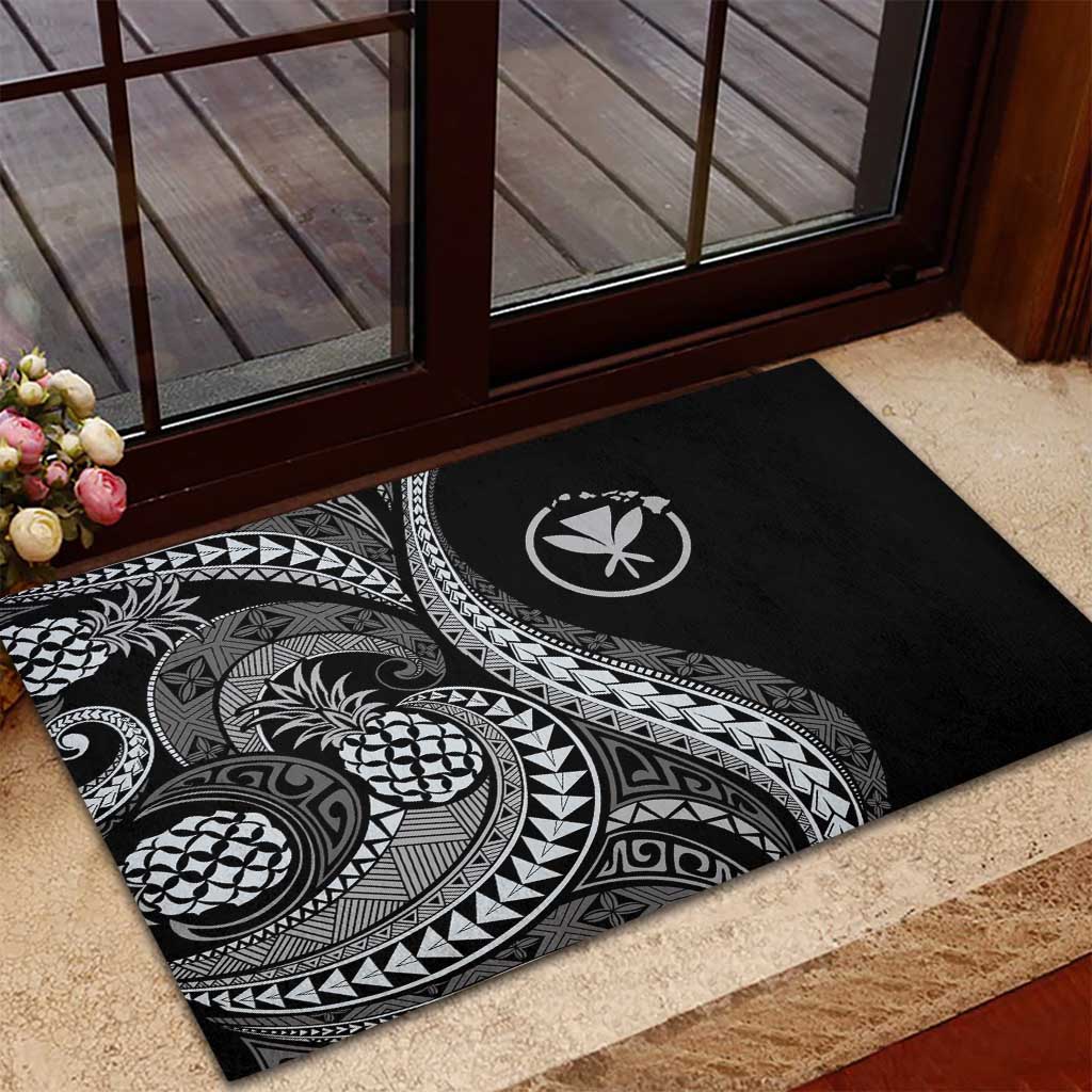 Hawaii Pineapple Gray Scale Tribal Pattern Rubber Doormat LT01 - Polynesian Pride