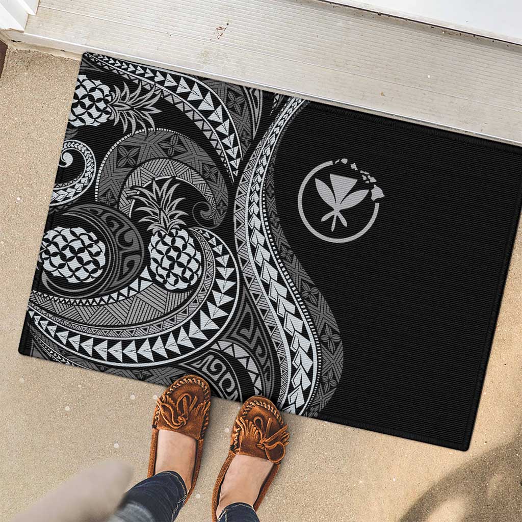 Hawaii Pineapple Gray Scale Tribal Pattern Rubber Doormat LT01 - Polynesian Pride