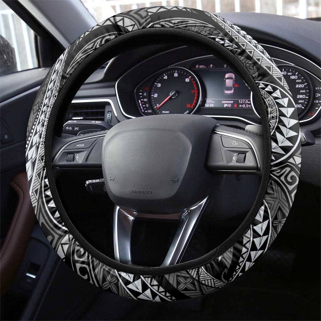 Hawaii Pineapple Gray Scale Tribal Pattern Steering Wheel Cover LT01 - Polynesian Pride