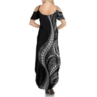 Hawaii Pineapple Gray Scale Tribal Pattern Summer Maxi Dress LT01 - Polynesian Pride