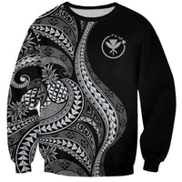 Hawaii Pineapple Gray Scale Tribal Pattern Sweatshirt LT01 Unisex Black - Polynesian Pride