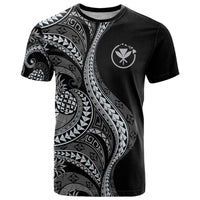Hawaii Pineapple Gray Scale Tribal Pattern T Shirt LT01 Black - Polynesian Pride