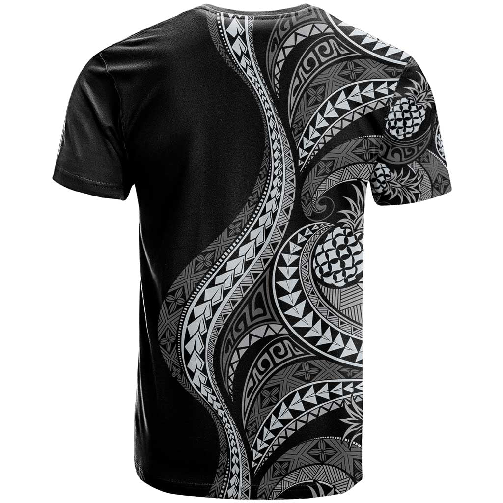 Hawaii Pineapple Gray Scale Tribal Pattern T Shirt LT01 - Polynesian Pride