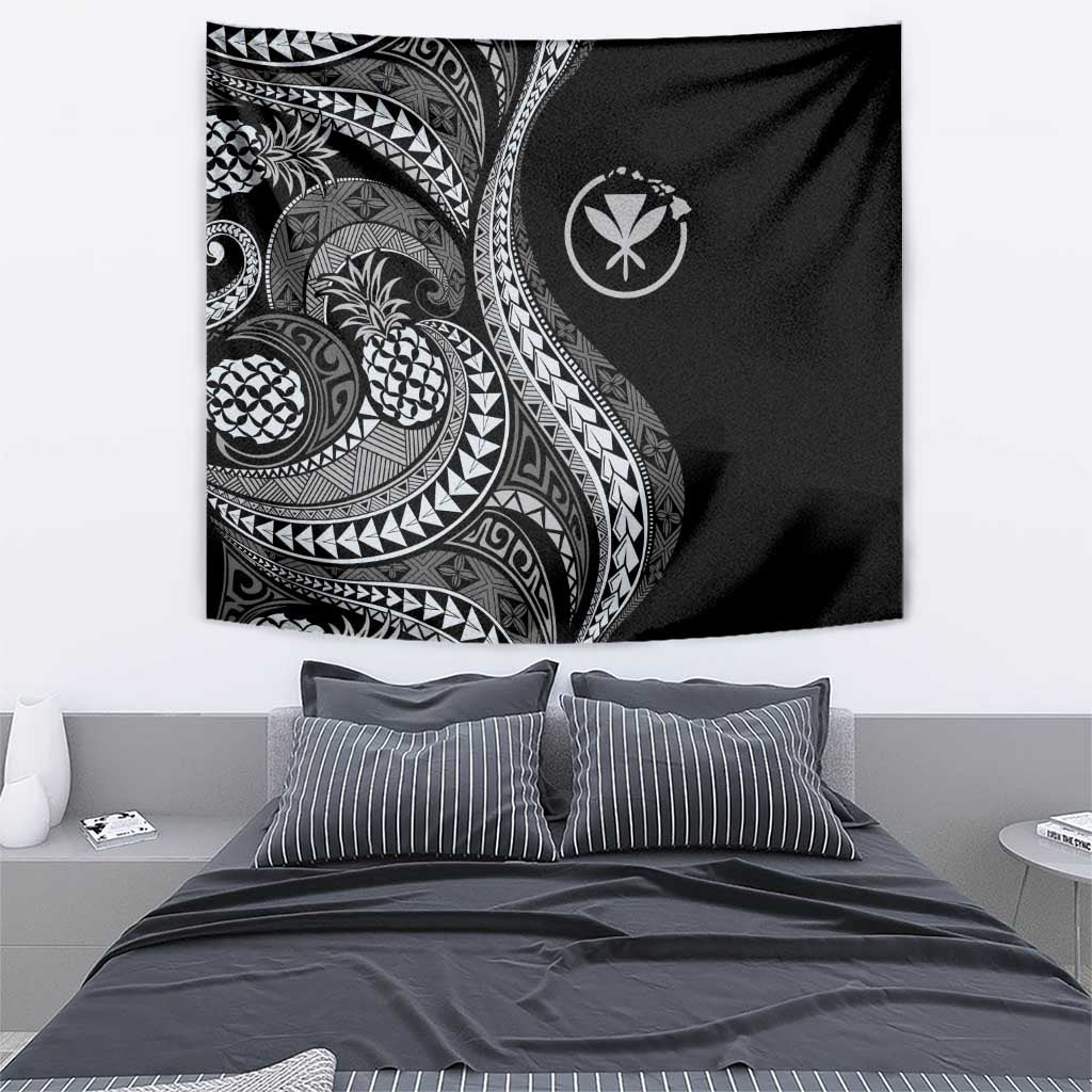 Hawaii Pineapple Gray Scale Tribal Pattern Tapestry LT01 - Polynesian Pride